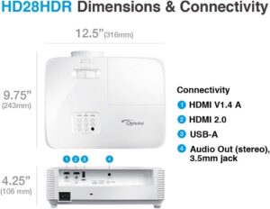 Optoma HD28HDR 1080p Home Theater Projector Specifications