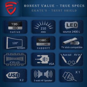 EGate i9 Pro HD Projector Specifications